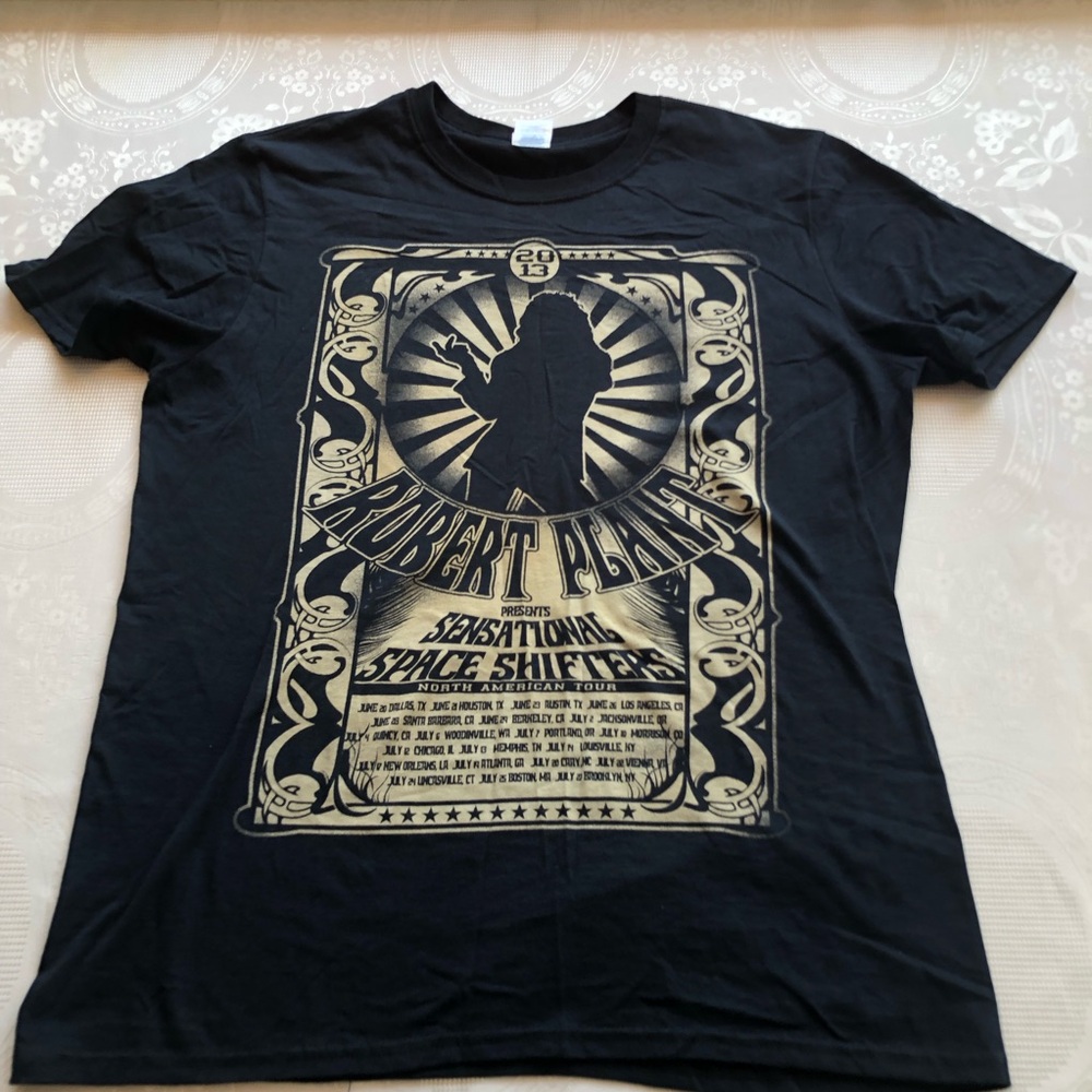 Y2K Gildan Robert Plant 2013 North America Tour Black T-Shirt Women’s Size M